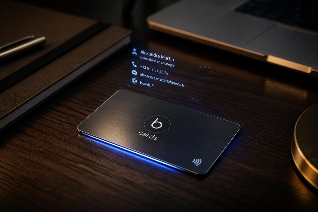 découvrez b cards, les cartes de visite connectées haut de gamme qui allient élégance et technologie pour laisser une impression durable et marquer les esprits.